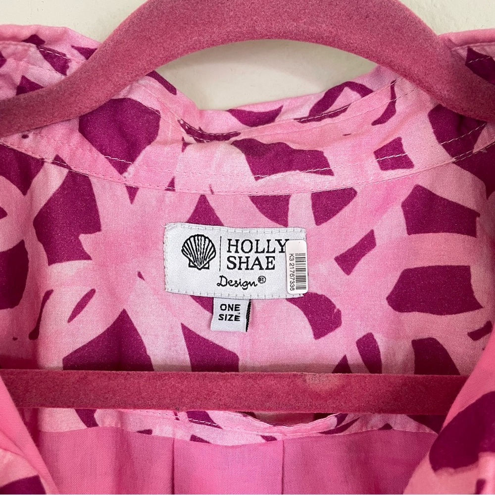 Holly Shae Pink Patterned Ruffle Sleeves Cotton Shift Dress One Size - Picture 3 of 9